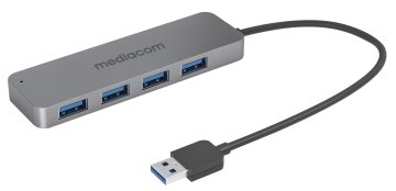 Mediacom MD-U102 hub di interfaccia USB 3.2 Gen 1 (3.1 Gen 1) Type-A 5000 Mbit/s Alluminio