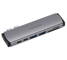 Mediacom MD-M201 replicatore di porte e docking station per laptop Cablato USB 3.2 Gen 1 (3.1 Gen 1) Type-C Alluminio