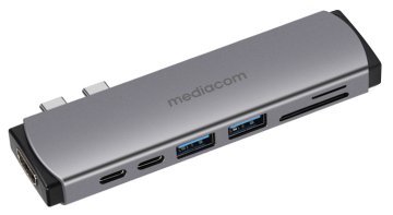 Mediacom MD-M201 replicatore di porte e docking station per laptop Cablato USB 3.2 Gen 1 (3.1 Gen 1) Type-C Alluminio