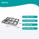 Hisense GM663XB piano cottura Acciaio inox Da incasso 60 cm Gas 4 Fornello(i) 3