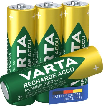 Varta Recharge Accu Power AA 2100 mAh Blister da 4 (Batteria NiMH Accu Precaricata, Mignon, batteria ricaricabile, pronta all'uso)