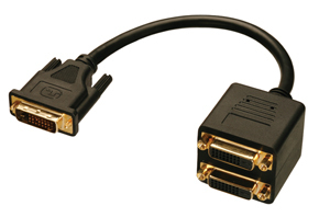 Lindy DVI Splitter Cable cavo DVI 0,18 m DVI-D Nero