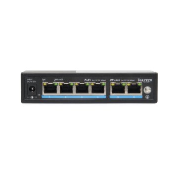 Vultech Security Switch PoE+ (Unmanaged) 4 porte 10/100 FE + 2 porte Uplink 10/100 FE