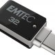 Emtec T260C unità flash USB 32 GB USB Type-A / USB Type-C 3.2 Gen 1 (3.1 Gen 1) Nero, Acciaio inox 3