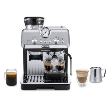 De’Longhi Dedica Arte La Specialista Arte - Macchina per Caffè in chicchi Manuale, Montalatte manuale, 1400W, Metal Nero (EC9155.MB)