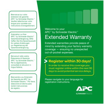 APC Service Pack 3 Year Warranty Extension (for new product purchases)