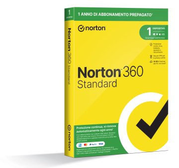 Norton 360 Standard 2024| Antivirus per 1 dispositivo | Licenza di 1 anno con rinnovo automatico | Secure VPN e Password Manager | PC, Mac, tablet e smartphone