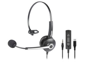 Hamlet HHEADM-CJM cuffia e auricolare Cablato A Padiglione Ufficio USB tipo-C Nero