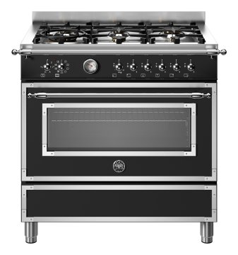 Bertazzoni HER96L1ENET cucina Elettrico Gas Nero, Acciaio inox