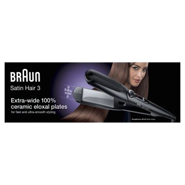 Braun Satin Hair 3 ST 310 Piastra per capelli Caldo Nero, Argento 2 m