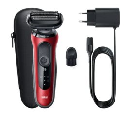 Braun Series 6 61-R1000s Rasoio Nero, Rosso