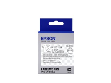 Epson Nastro fondo Trasparente per testo Bianco 12/9 LK-4TWN