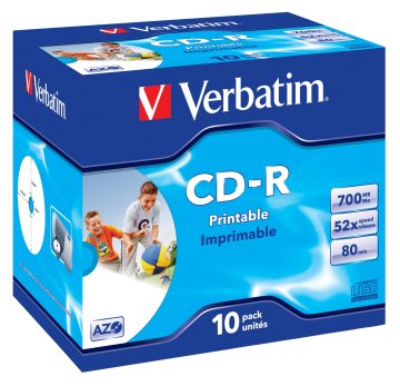 Verbatim CD-R AZO Wide Inkjet Printable 700 MB 52x 10 pz