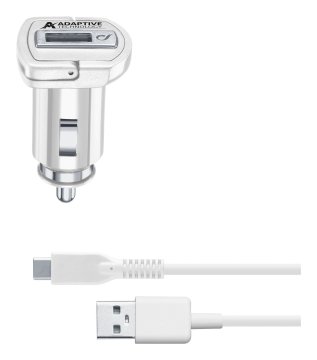 Cellularline Adaptive Fast Car Charger Kit 15W - USB-C - Samsung Caricabatterie da auto adattivo Fast Charger 15W con cavo USB-C