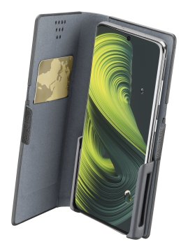 Cellularline Slide & Click - M: (Misure max telefono: 75mm X 150mm) Custodia a libro multicompatibile effetto pelle