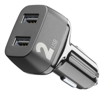 Cellularline Car Multipower 2 - iPhone, Samsung, Xiaomi, Oppo and other Smartphones and Tablets Caricabatterie da auto veloce 2 porte, 24W