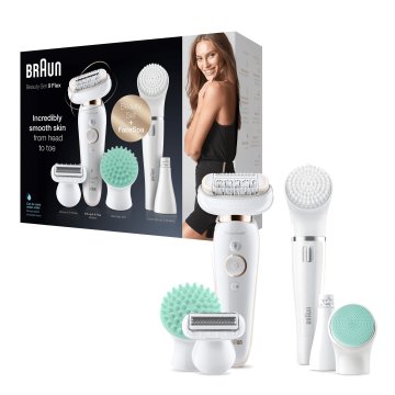 Braun Silk-épil 9 Flex 9-300 Beauty Set - Epilatore Elettrico Donna Bianco/Oro Con Testina Flessibile Per Un’Epilazione Più Facile