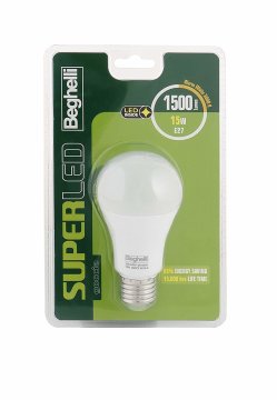 Beghelli Super LED Lampadina a risparmio energetico Bianco caldo 3000 K 15 W E27 F