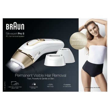 Braun Silk-expert Pro Silk expert Pro 5 PL5243, Epilatore A Luce Pulsata Donna, Per La Rimozione Permanente Dei Peli Visibili A Casa Tua, Bianco/Oro