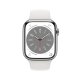 Apple Watch Series 8 GPS + Cellular 45mm Cassa in Acciaio Inossidabile color Argento con Cinturino Sport Band Bianco - Regular 3