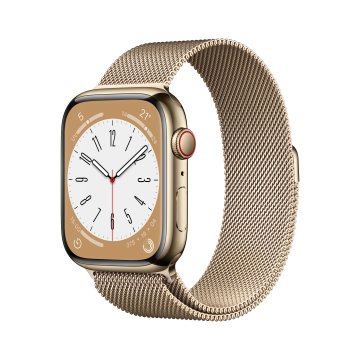 Apple Watch Series 8 GPS + Cellular 45mm Cassa in Acciaio Inossidabile color Oro with con Cinturino Loop Milanese