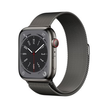 Apple Watch Series 8 GPS + Cellular 45mm Cassa in Acciaio Inossidabile color Grafite con Loop Grafite Milanese