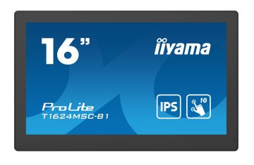 iiyama T1624MSC-B1 visualizzatore di messaggi Pannello piatto interattivo 39,6 cm (15.6") LCD 450 cd/m² Full HD Nero Touch screen 24/7