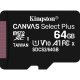 Kingston Technology Scheda micSDXC Canvas Select Plus 100R A1 C10 da 64GB + adattatore 4