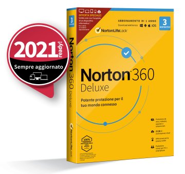 Norton 360 Deluxe 2021 | Antivirus per 3 dispositivi | Licenza di 1 anno | Secure VPN e Password Manager | PC, Mac, tablet e smartphone