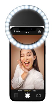 Tech Pop Selfie Ring Pocket - Universale Anello led a clip a luminosità regolabile
