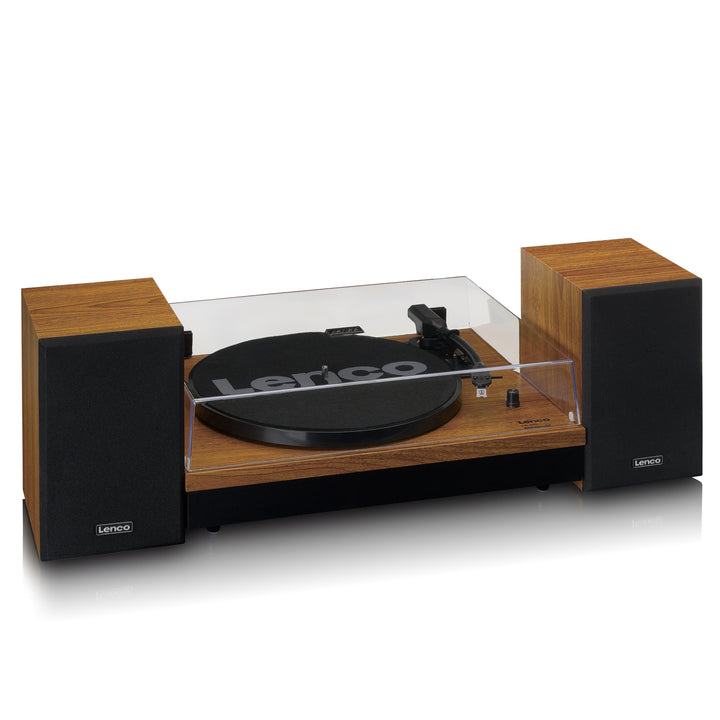 Lenco LS-310WD Giradischi In Legno Con Bluetooth E Due Altoparlanti Esterni – Design Vintage Per Ascolto Moderno