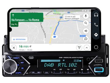 Trevi SCD 5753 DAB Autoradio DAB/DAB+ FM 160W con Bluetooth, ingresso USB Fast Charge, Micro USB e supporto Smartphone 7"