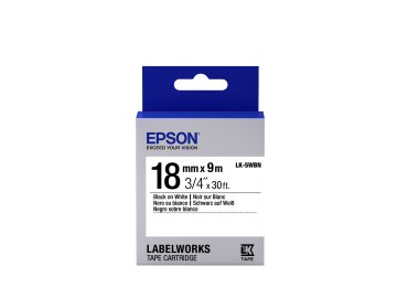 Epson Nastro fondo Standard Bianco per testo Nero 18/9 LK-5WBN