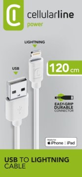 Cellularline Power Cable 120cm - Lightning Cavo Lightning per ricarica e trasferimento dati