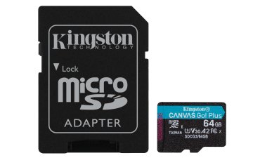 Kingston Technology Scheda microSDXC Canvas Go Plus 170R A2 U3 V30 da 64GB + adattatore