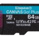 Kingston Technology Scheda microSDXC Canvas Go Plus 170R A2 U3 V30 da 64GB + adattatore 4