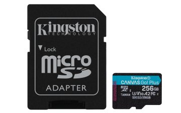 Kingston Technology Scheda microSDXC Canvas Go Plus 170R A2 U3 V30 da 256GB + adattatore