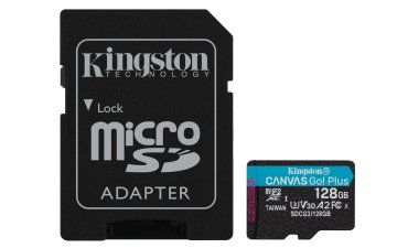 Kingston Technology Scheda microSDXC Canvas Go Plus 170R A2 U3 V30 da 128GB + adattatore