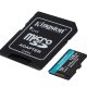 Kingston Technology Scheda microSDXC Canvas Go Plus 170R A2 U3 V30 da 128GB + adattatore 3