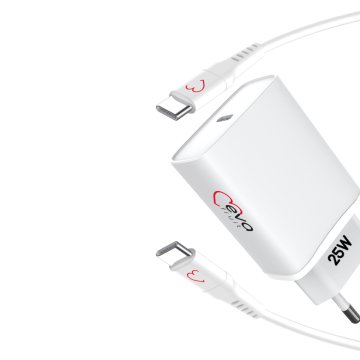 Eva Fruit Caricabatterie da parete con porta USB-C e Cavo Type C 25 W 120 Cm Bianco
