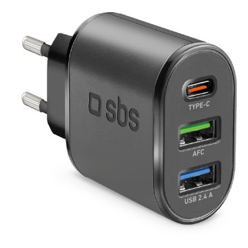 SBS TETR2USBTCPD30W Caricabatterie per dispositivi mobili Universale Nero AC Ricarica rapida Interno