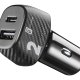 Cellularline Car Multipower 2 FAST+ - iPhone, Samsung, Xiaomi, Oppo and other Smartphones and Tablets Caricabatterie da auto veloce con porta USB e porta USB-C, 32W 2
