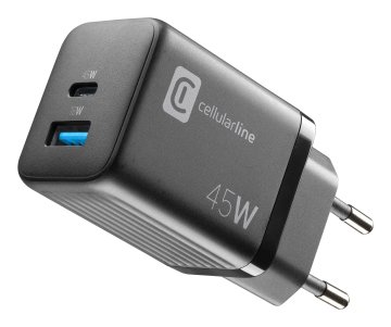 Cellularline MULTIPOWER MICRO 45W Caricabatterie da rete veloce ultracompatto 2 porte, 45W