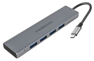 Mediacom MD-C301 hub di interfaccia USB 3.2 Gen 1 (3.1 Gen 1) Type-A Alluminio