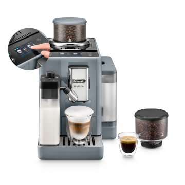 De’Longhi Rivelia - Macchina Automatica per Caffè in Chicchi, 16 Bevande one touch, Display touch, Grigio (EXAM440.55.G)