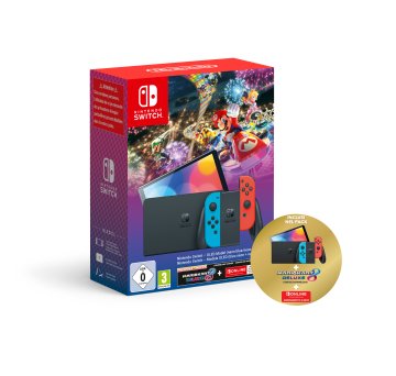 Nintendo Console Switch - Modello OLED, bundle Mario Kart 8 (include il codice download di Mario Kart 8 Deluxe + 3 mesi di Switch Online)