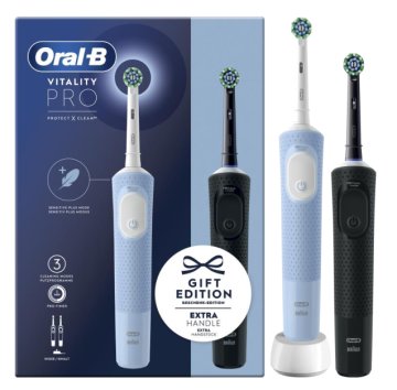Oral-B Vitality Pro Duo Adulto Spazzolino rotante-oscillante Nero, Blu, Bianco