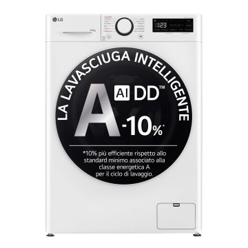 LG D2R5S09TSWW Lavasciuga slim 9/5kg AI DD, Classe E, 1200 giri, TurboWash 360, Vapore