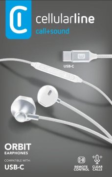 Cellularline ORBIT Auricolare a capsula con microfono, remote control e connettore USB-C