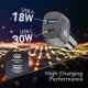 Cellularline Car Multipower Ultra - iPhone, Samsung, Xiaomi, Oppo and other Smartphones and Tablets Caricabatterie da auto veloce con porta USB e porta USB-C 5